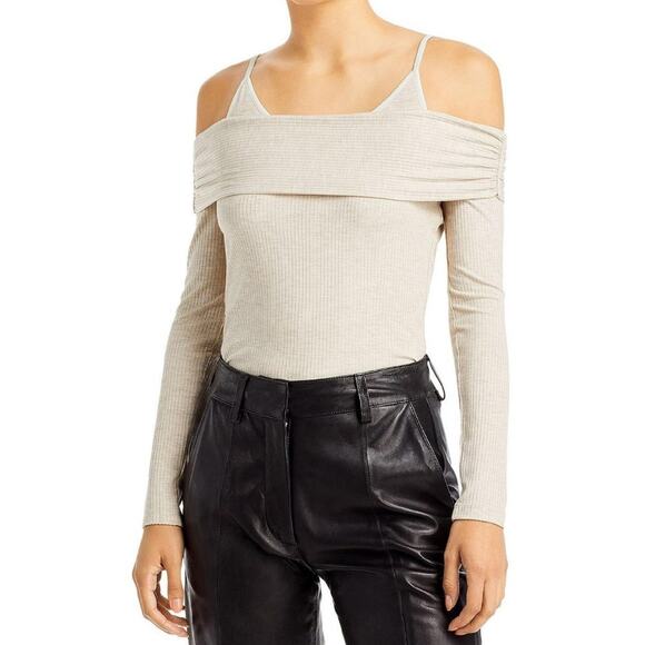 Jonathan Simkhai Womens Piper Off The Shoulder Ribbed Pullover Top XS - Picture 1 of 10